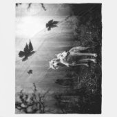 Wunderschöne Wölfe Schwarz und Weiß Leaf uns allei Fleecedecke (Vorderseite)