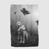 Wunderschöne Wölfe Schwarz und Weiß Leaf uns allei Golfhandtuch (Vorderseite)