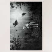 Wunderschöne Wölfe Schwarz und Weiß Leaf uns allei Puzzle (Vertikal)