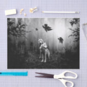 Wunderschöne Wölfe Schwarz und Weiß Leaf uns allei Seidenpapier (Handwerk)