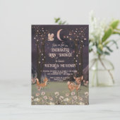 Wunderschöne Woodland Moonlight Babydusche Einladung (Stehend Vorderseite)