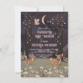 Wunderschöne Woodland Moonlight Babydusche Einladung (Vorderseite)