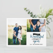 Wunderschöne Zeit Blue kariert Holiday 2 Foto Coll Karte (Stehend Vorderseite)