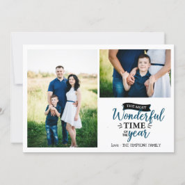 Wunderschöne Zeit Blue kariert Holiday 2 Foto Coll Karte