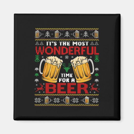Wunderschöne Zeit für ein Bier hässlich Weihnachts Magnet (Vorne)