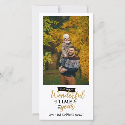 Wunderschöne Zeit Mustard Gingham Holiday Foto Karte (Vorderseite)