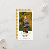 Wunderschöne Zeit Mustard Gingham Holiday Foto Karte (Vorderseite/Rückseite Beispiel)