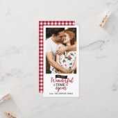 Wunderschöne Zeit Red Gingham Holiday Foto Karte (Vorderseite/Rückseite Beispiel)