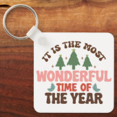 Wunderschöne Zeit Retro Groovy Weihnachtsfeiertage Schlüsselanhänger (Vorderseite)