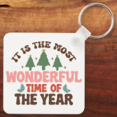 Wunderschöne Zeit Retro Groovy Weihnachtsfeiertage Schlüsselanhänger (Rückseite)