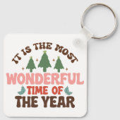 Wunderschöne Zeit Retro Groovy Weihnachtsfeiertage Schlüsselanhänger (Rückseite)