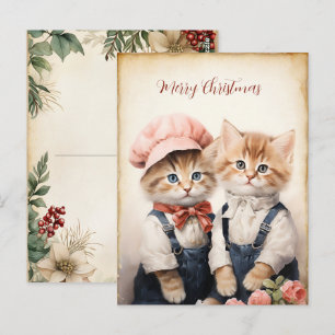 Wunderschöne Zwei-Kätzchen-Familien-Weihnachten Postkarte