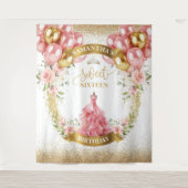 Wunderschöner 16 . Geburtstag Party Banner Blush G Wandteppich (Vorderseite)