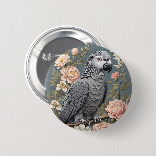 Wunderschöner afrikanischer Grau-Papagei mit elega Button (Vorne & Hinten)