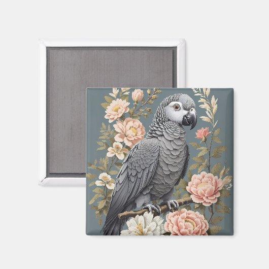 Wunderschöner afrikanischer Grau-Papagei mit elega Magnet (Vorderseite/Rückseite)