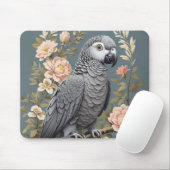 Wunderschöner afrikanischer Grau-Papagei mit elega Mousepad (Mit Mouse)