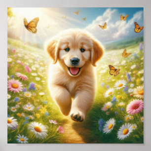 Wunderschöner Angel Golden Retriever Welpe Poster