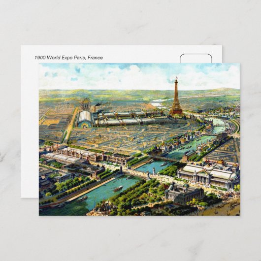 Wunderschöner antiker 1900 Pariser Panoramablick L Postkarte (Vorne/Hinten)