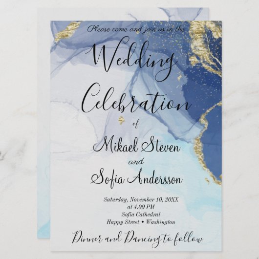 Wunderschöner Aquamariner Minzsäge Kobalt Blauer M Einladung (Vorne/Hinten)