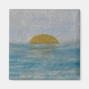 Wunderschöner Aquarell-Sonne-und-Wasser-Quadrat-Ma Magnet