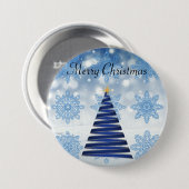 Wunderschöner Blauer Weihnachtsbaum, Schneeflocke Button (Vorne & Hinten)