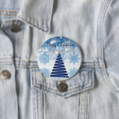 Wunderschöner Blauer Weihnachtsbaum, Schneeflocke Button (Beispiel)