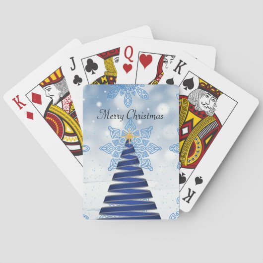 Wunderschöner Blauer Weihnachtsbaum, Schneeflocke Spielkarten (Rückseite)