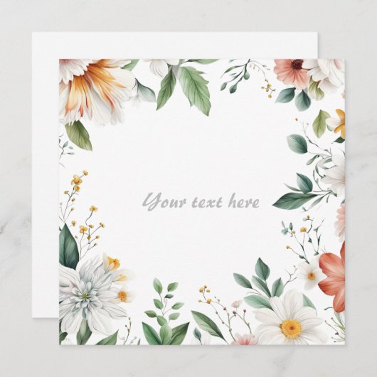 Wunderschöner Blumenrahmen Einladung (Vorne/Hinten)