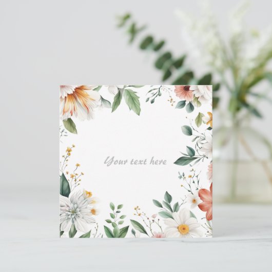 Wunderschöner Blumenrahmen Einladung (Stehend Vorderseite)