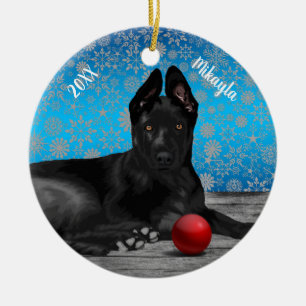 Wunderschöner deutscher Schäferhund-Welpe  Weihnac Keramik Ornament