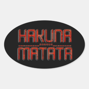 Wunderschöner Erhabener Roter Hakuna-Matata-Text Ovaler Aufkleber