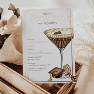 Wunderschöner Espresso Martini zur Abschlussfeier Folieneinladung