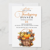 Wunderschöner Fall Basket mit Pumpkins Erntedank Einladung (Vorderseite)