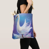Wunderschöner Fantasy White Swan mit Blume Tasche (Von Nahem)