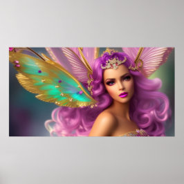 Wunderschöner Fantasy Zauberschmetterling lila ros Poster