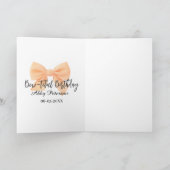 Wunderschöner Geburtstag orange Schleife Name Datu Karte (Innenseite)