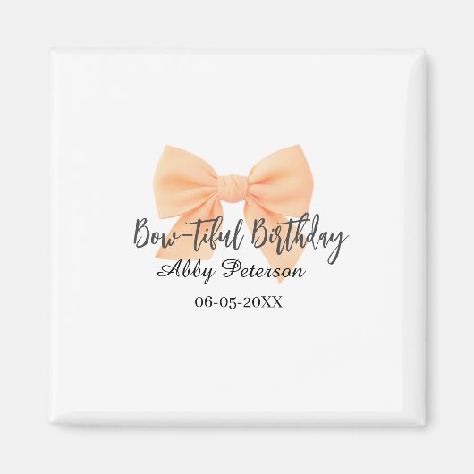 Wunderschöner Geburtstag orange Schleife Name Datu Magnet (Vorne)