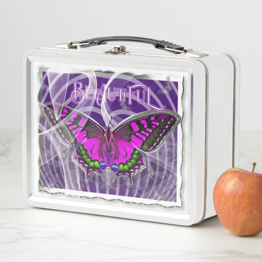 Wunderschöner Gerahmter Schmetterling "Schöner Tex Metall Brotdose (Beispiel)