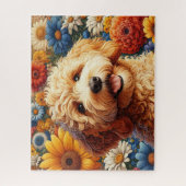 Wunderschöner Goldendoodle-Hund mit Blumen Puzzle (Vertikal)