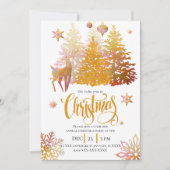 Wunderschöner Goldpinken Hirschweifbaum Party Einladung (Vorderseite)