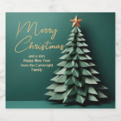 Wunderschöner Grün-Gold-Frohe Weihnachtsbaum Party Alkoholflaschenetikett (Einzelnes Label)