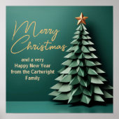 Wunderschöner Grün-Gold-Frohe Weihnachtsbaum Party Poster (Vorne)