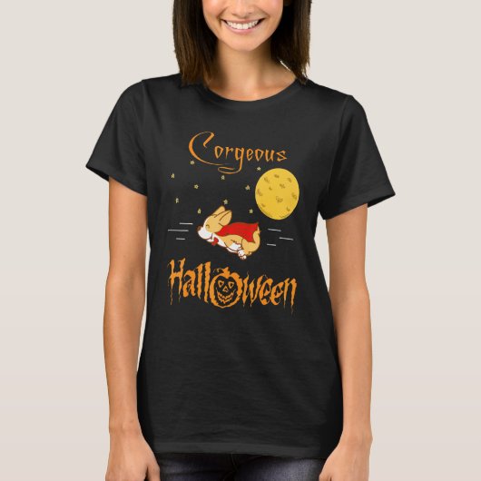 Wunderschöner Halloween-Corgi mit fliegendem Vampi T-Shirt (Vorderseite)