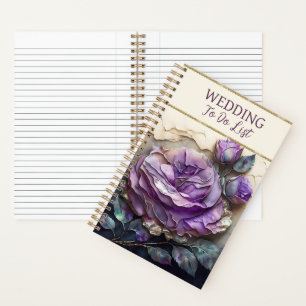 Wunderschöner Hochzeitsplaner mit lila Rosen Notizblock