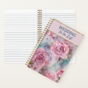 Wunderschöner Hochzeitsplaner mit rosa Rosen Notizblock