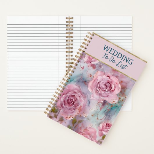 Wunderschöner Hochzeitsplaner mit rosa Rosen Notizblock (Innen)