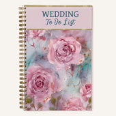 Wunderschöner Hochzeitsplaner mit rosa Rosen Notizblock (Vorderseite)