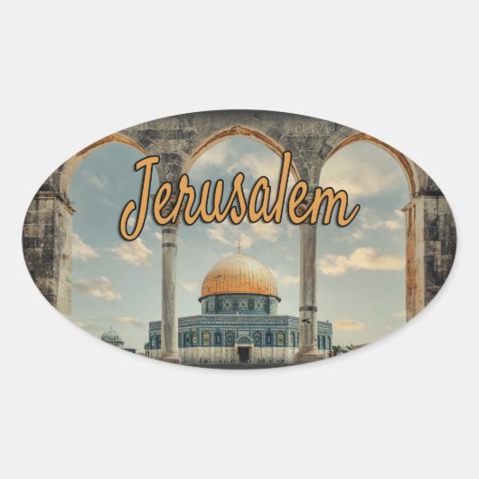 Wunderschöner Jerusalem-Dom des Rock-Designs Ovaler Aufkleber (Vorderseite)