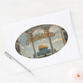 Wunderschöner Jerusalem-Dom des Rock-Designs Ovaler Aufkleber (Umschlag)