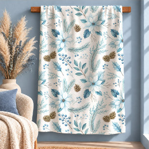 Wunderschöner pastellblauer Blumen-Tannenzapfen-De Sherpadecke